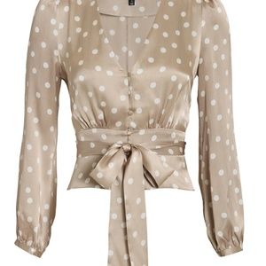 Intermix polka dot silk top